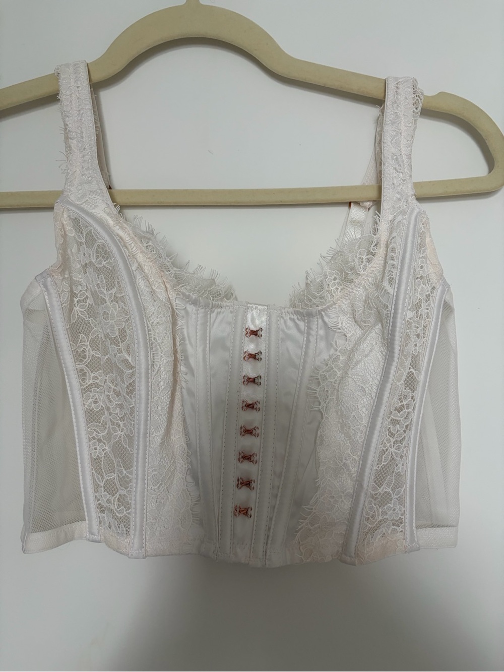 Victoria secret white lace/mesh corset top